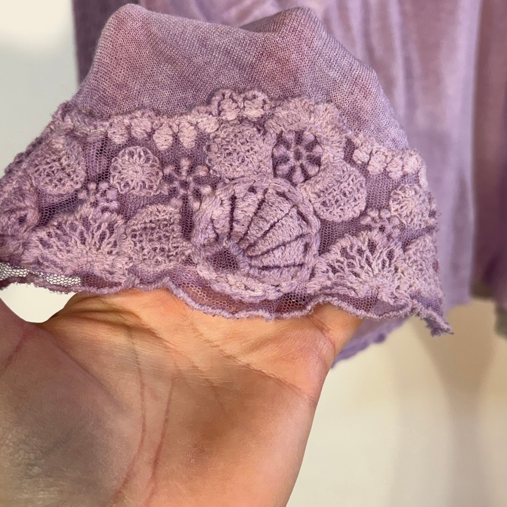 Elisa Cavaletti Purple Lace Knit Tunic Sweater Top Women’s Medium Long Sleeve - Picture 7 of 13